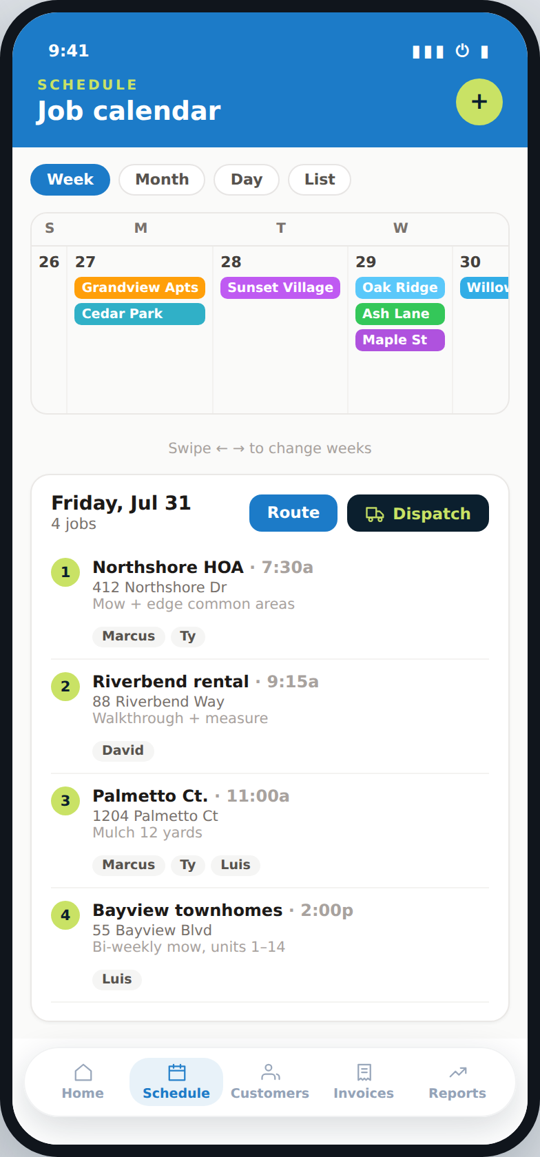 Job calendar